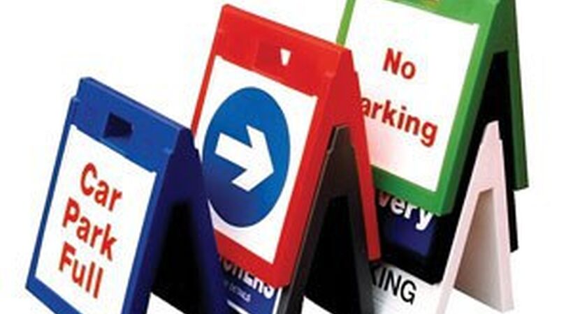 Free standing signs on sentry duty