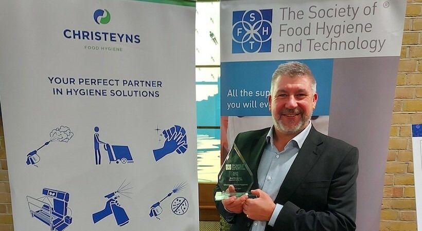Chris Bayliss, national sales manager CFH, with the SOFHT award at The Brewery in London.