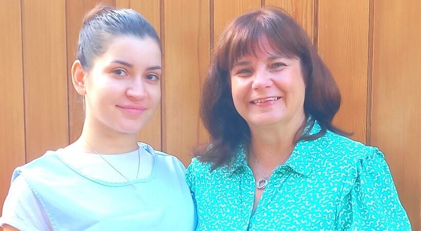 Debbie Walker (right) with staff member Yuliia, a refugee from the conflict in Ukraine.