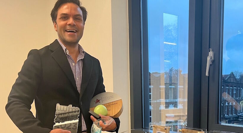 Dominic Ponniah, CEO of Cleanology, with just some of the awards won during 2023.